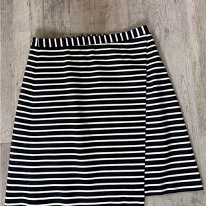 Ann Taylor Black and White Striped A-Line Skirt